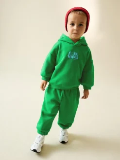 Best Next Cool Vibes Printed Hoodie and Joggers Set (3mths-7yrs) Green