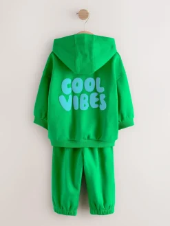 Best Next Cool Vibes Printed Hoodie and Joggers Set (3mths-7yrs) Green