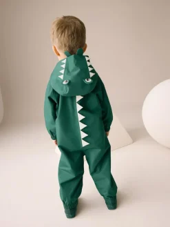 Next Green Crocodile Waterproof Fleece Lined Puddlesuit (3mths-7yrs)^BOY Baby Winter Clothing|Coats, Jackets & Pramsuits
