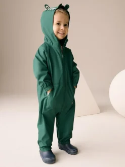Next Green Crocodile Waterproof Fleece Lined Puddlesuit (3mths-7yrs)^BOY Baby Winter Clothing|Coats, Jackets & Pramsuits