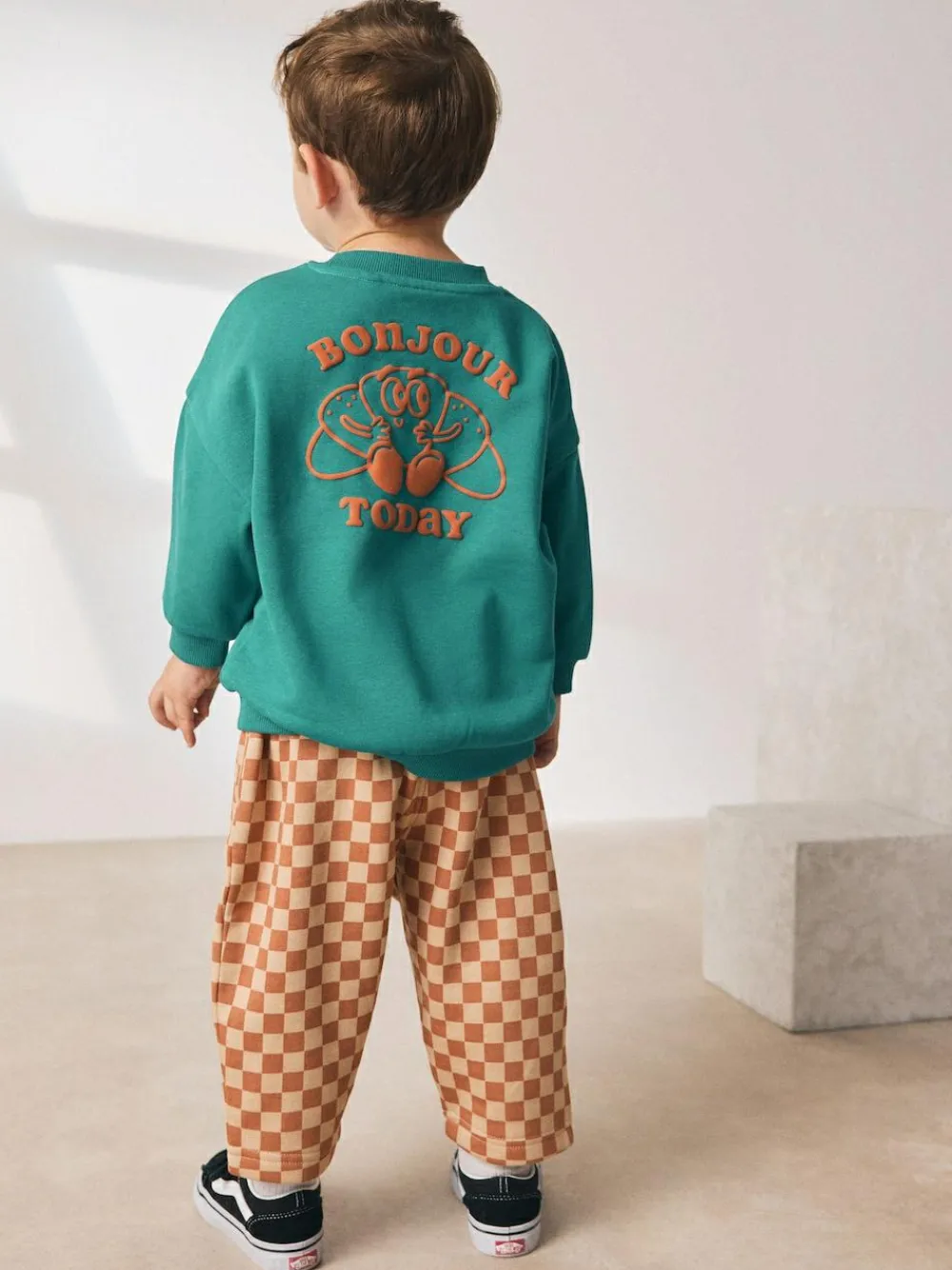 Next Green Croissant Single Sweatshirt And Stripe Joggers Set (3mths-7yrs)^BOY Cosy Club|Sweatshirts & Hoodies