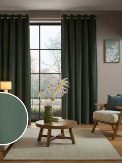 Next Green Dark Matte Velvet Super Thermal Curtains^ Curtains & Blinds