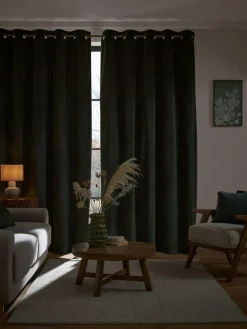 Next Green Dark Matte Velvet Super Thermal Curtains^ Curtains & Blinds