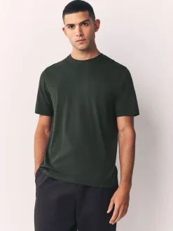 Discount Next Green Dark Regular Fit Essential Crew Neck Cotton T-Shirt