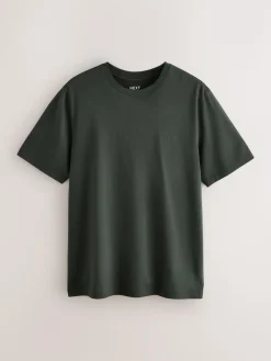 Discount Next Green Dark Regular Fit Essential Crew Neck Cotton T-Shirt