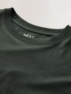 Discount Next Green Dark Regular Fit Essential Crew Neck Cotton T-Shirt