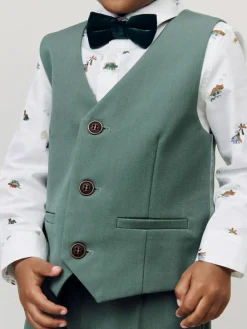 Next Green Dino Waistcoat Shirt Trousers and Bow Tie Set (3mths-9yrs)^BOY Pants & Chinos