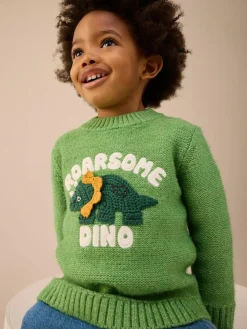 Sale Next Green Dinosaur Knitted Jumper (3mths-7yrs)