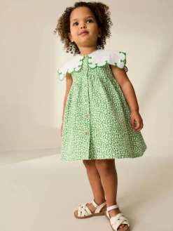 Hot Next Collared Summer Dress (3mths-7yrs) Green Ditsy