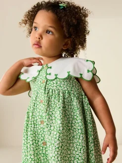 Hot Next Collared Summer Dress (3mths-7yrs) Green Ditsy