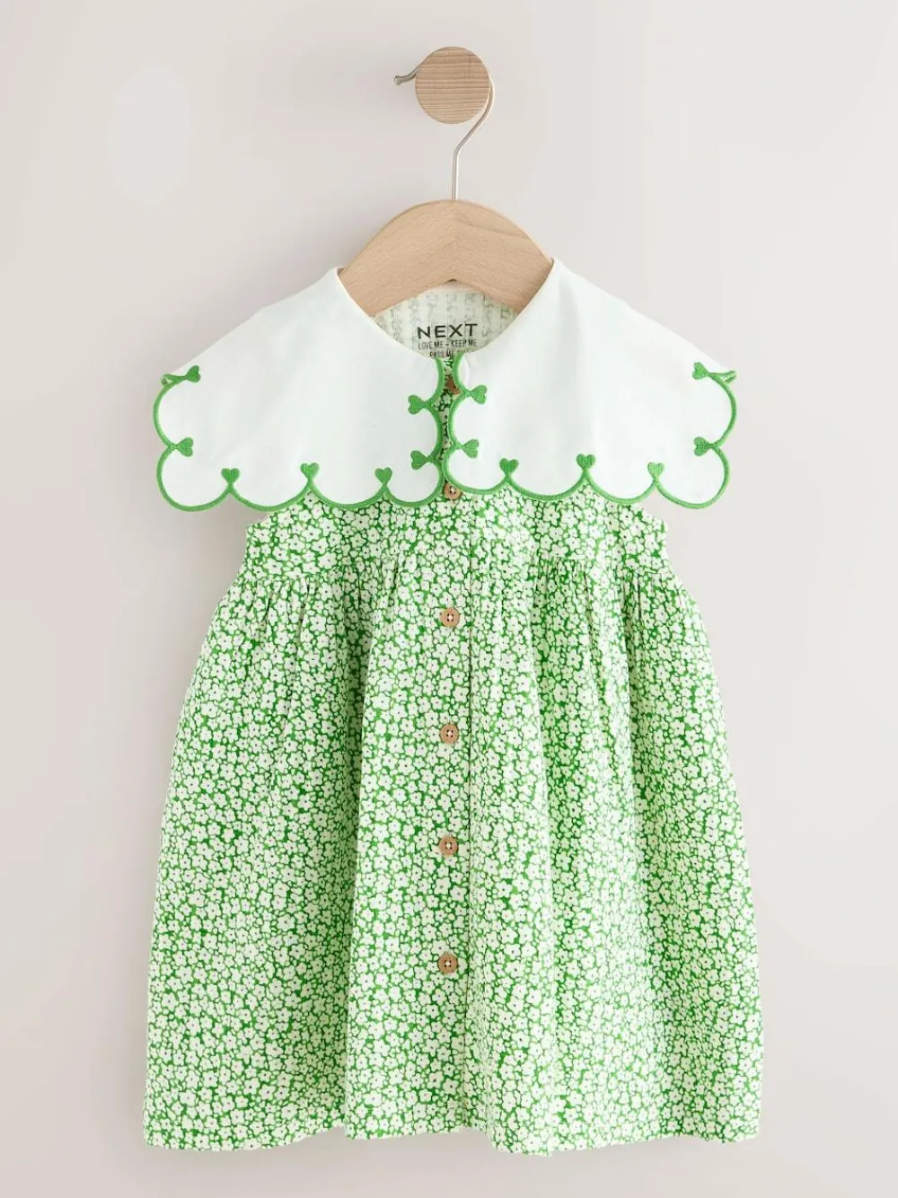 Hot Next Collared Summer Dress (3mths-7yrs) Green Ditsy
