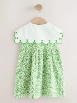 Hot Next Collared Summer Dress (3mths-7yrs) Green Ditsy
