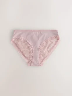 Outlet Next Green Ditsy Floral High Leg Cotton Lace Knickers 4 Pack