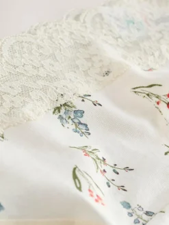 New Next Green Ditsy Floral Thong Cotton Lace Knickers 4 Pack