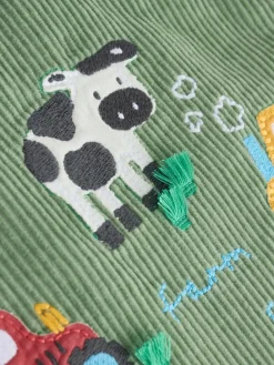 Next Green Farm Cord Dungarees and Bodysuit Set (0mths-2yrs)^BOY Rompers & Overalls|Dungarees
