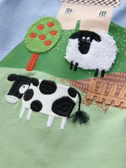 Best Next Green Farm Scene Long Sleeve Appliqué T-Shirt (3mths-7yrs)