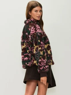 Next Jacquard Teddy Borg Quarter Zip Fleece Sweatshirt^Women Loungewear|Coats & Jackets