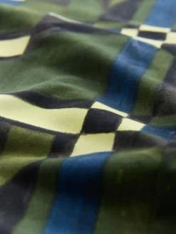 Next Long Sleeve A-Line Mini Dress Green Geo Print