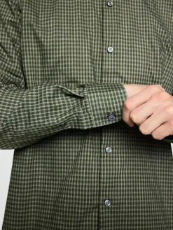 Outlet Next Regular Fit N.Premium Long Sleeve Soft Touch Smart Shirt Green Gingham