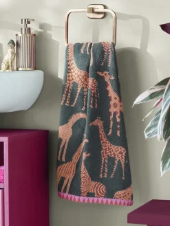 Next Green Giraffe Print 100% Cotton Towels^ Towels & Bathmats