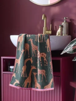 Next Green Giraffe Print 100% Cotton Towels^ Towels & Bathmats