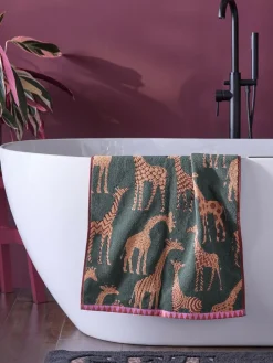 Next Green Giraffe Print 100% Cotton Towels^ Towels & Bathmats