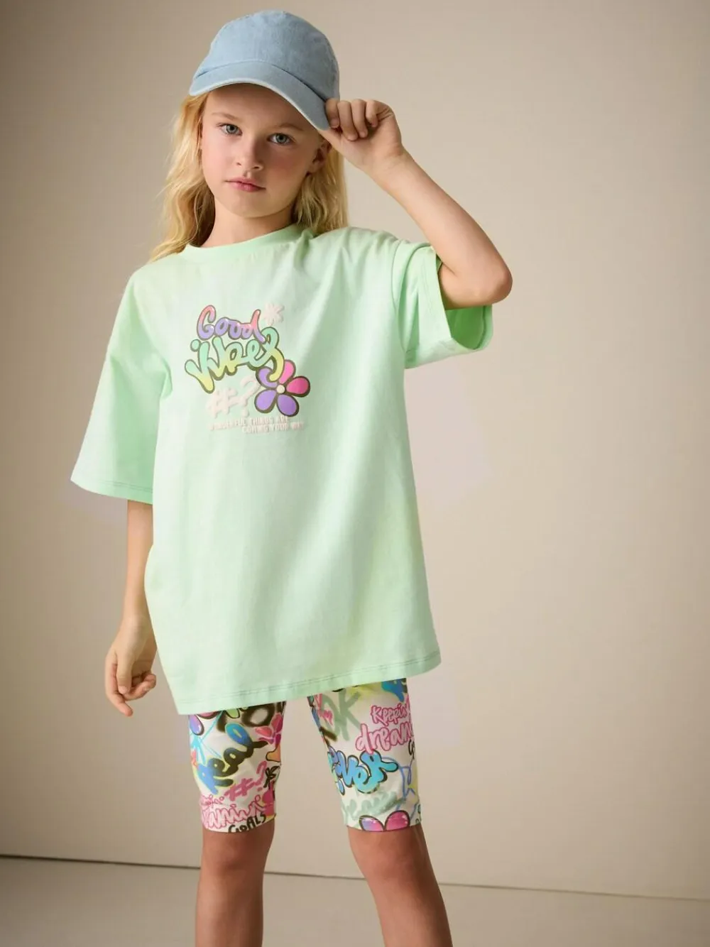 Clearance Next Green Graffiti T-Shirt and Cycling Shorts Set (3-16yrs)