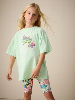 Clearance Next Green Graffiti T-Shirt and Cycling Shorts Set (3-16yrs)