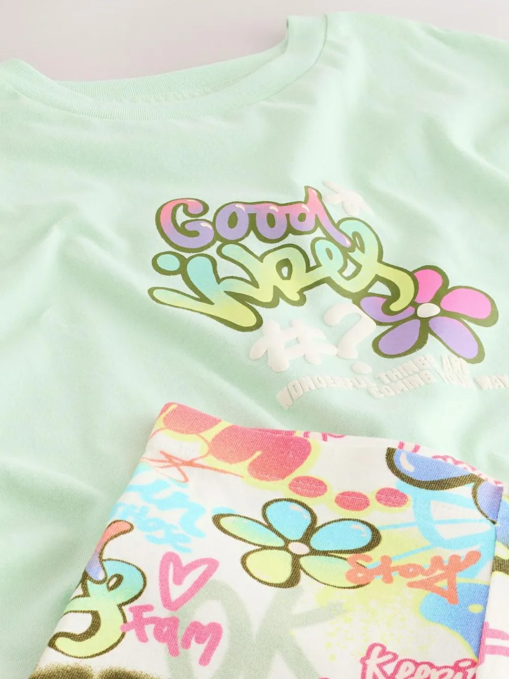 Clearance Next Green Graffiti T-Shirt and Cycling Shorts Set (3-16yrs)
