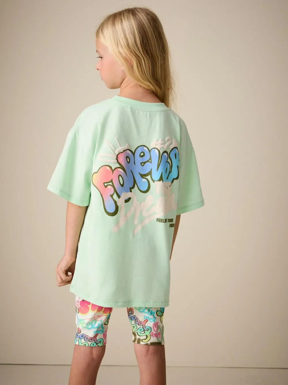 Clearance Next Green Graffiti T-Shirt and Cycling Shorts Set (3-16yrs)