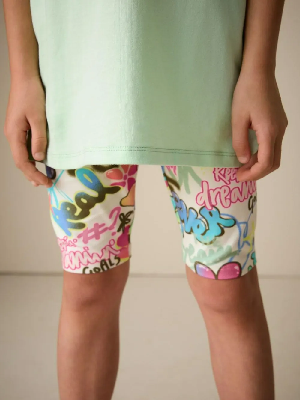 Clearance Next Green Graffiti T-Shirt and Cycling Shorts Set (3-16yrs)