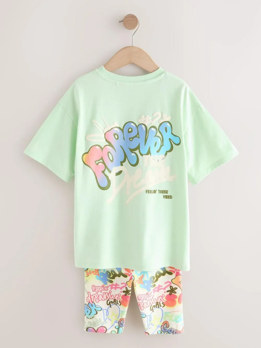 Clearance Next Green Graffiti T-Shirt and Cycling Shorts Set (3-16yrs)