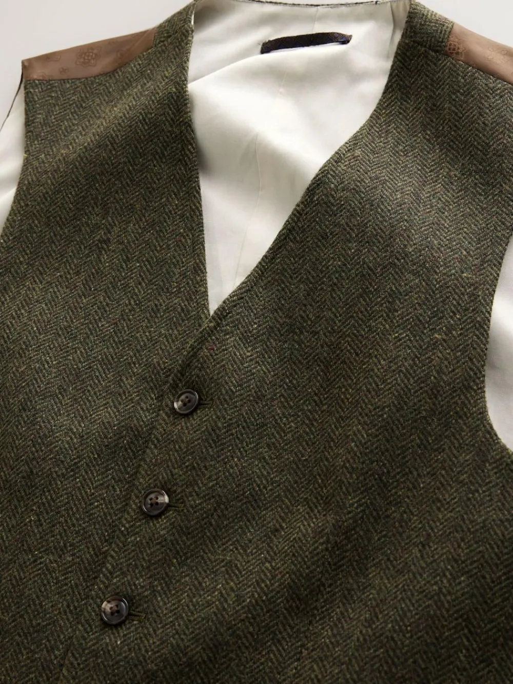 Discount Next Herringbone Wool Blend Suit Waistcoast Green