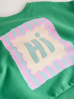 Next Green Hey Hi Sweatshirt & Wide Leg Trousers Set (3mths-7yrs)^ Baby Girls|Sweatshirts & Hoodies