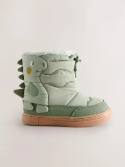 Next Green Khaki Dino Thermal Thinsulate™ Lined Quilted Water Resistant Boots^BOY Baby Boots|Boots