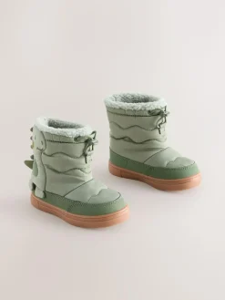 Next Green Khaki Dino Thermal Thinsulate™ Lined Quilted Water Resistant Boots^BOY Baby Boots|Boots