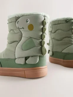 Next Green Khaki Dino Thermal Thinsulate™ Lined Quilted Water Resistant Boots^BOY Baby Boots|Boots