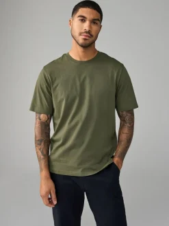 Next Green Khaki Regular Fit Essential Crew Neck Cotton T-Shirt^ Loungewear
