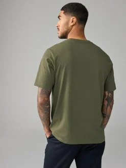 Next Green Khaki Regular Fit Essential Crew Neck Cotton T-Shirt^ Loungewear