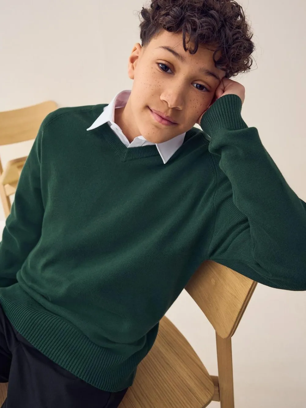 Clearance Next Green Knitted V-Neck School Jumper (3-16yrs)