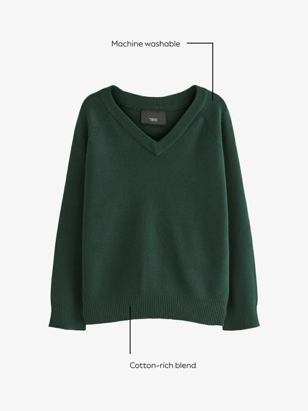 Clearance Next Green Knitted V-Neck School Jumper (3-16yrs)