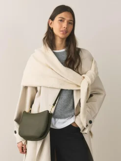 New Next Leather Scoop Cross-Body Bag Green