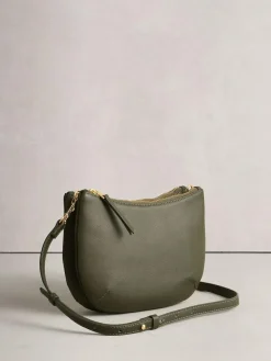 New Next Leather Scoop Cross-Body Bag Green