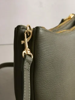 New Next Leather Scoop Cross-Body Bag Green