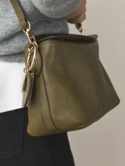 Sale Next Green Leather Slouchy Cross-Body Bag