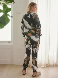 Next Green Leaves Cosy Long Sleeve Pyjamas^Women Pyjamas|All Night & Lounge