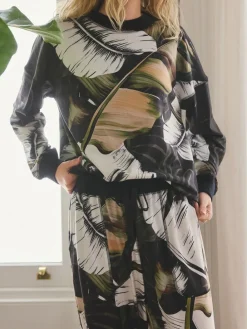 Next Green Leaves Cosy Long Sleeve Pyjamas^Women Pyjamas|All Night & Lounge