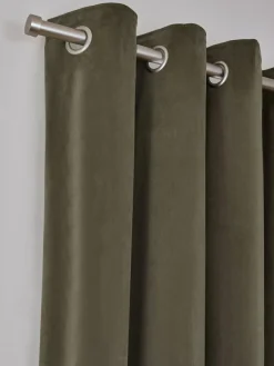 Next Green Light Olive Matte Velvet Blackout/Thermal Curtains^ Curtains & Blinds