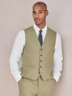 Next Linen Blend Texture Suit Waistcoat^ Vests