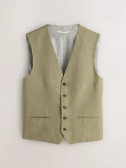 Next Linen Blend Texture Suit Waistcoat^ Vests